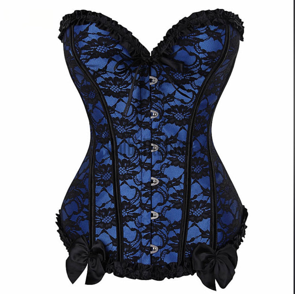 Espartilho Lingerie Floral Azul / P 2 Anos De Garantia
