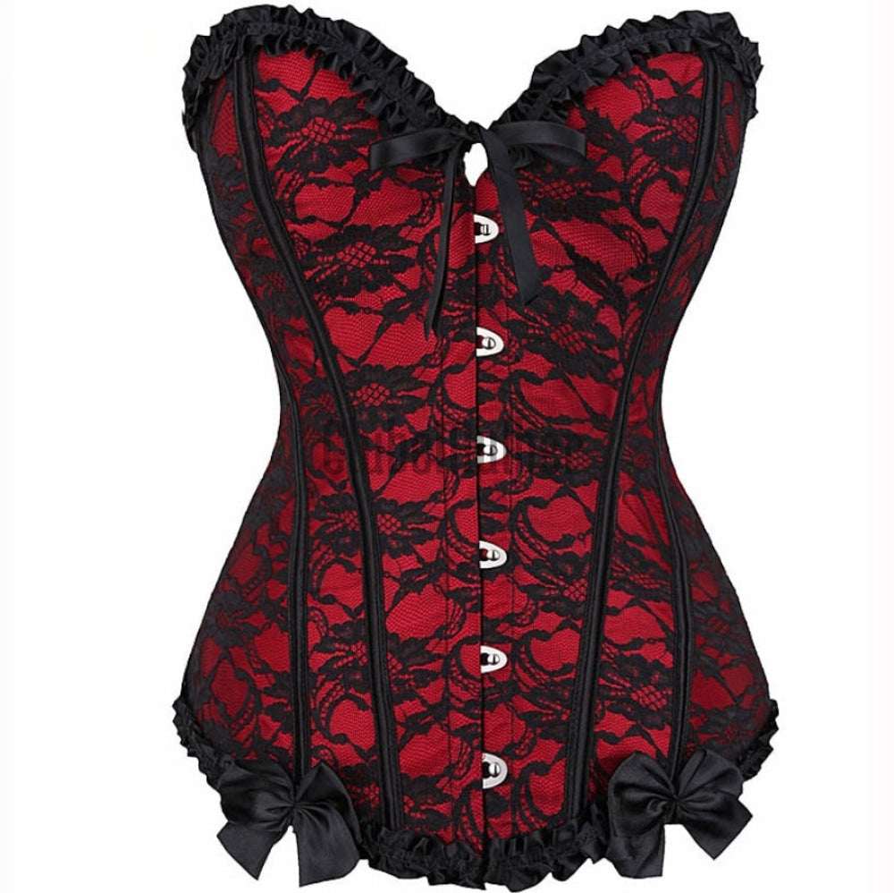 Espartilho Lingerie Floral Vermelho / P 2 Anos De Garantia
