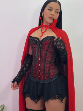 Conjunto: Espartilho Lingerie Floral Vampira