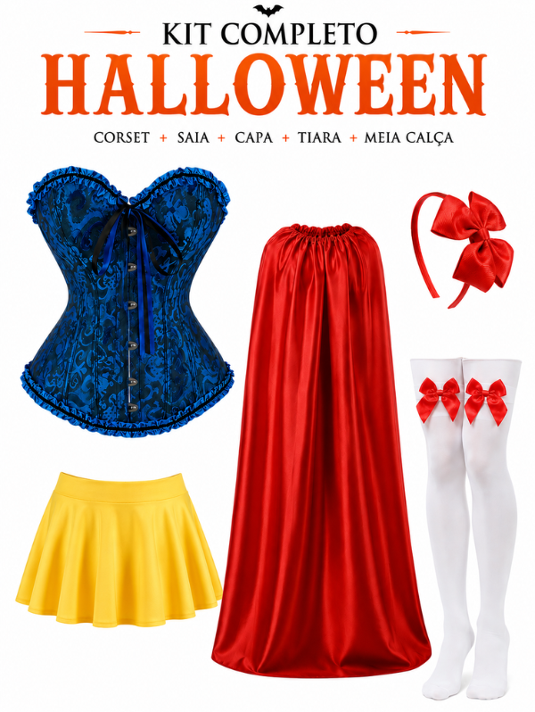 Conjunto: Espartilho Lingerie Branca de Neve