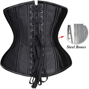 Long Torso Corset Underbust Corselet Gothic Bustier Top Hourglass Waist Shaper Lace Up Belly