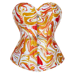 Corset Top Sexy Women Bustier Overbust Print Graffiti Color Matching Lingerie Vintage Plus Size