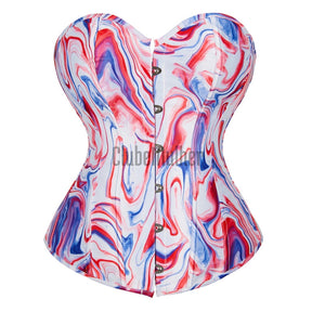 Corset Top Sexy Women Bustier Overbust Print Graffiti Color Matching Lingerie Vintage Plus Size