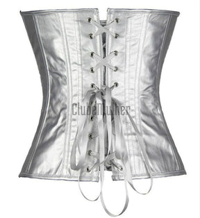 Sapubonva Corset Bustier Top Women Vintage Style Gold Silver Overbust Leather Nightclub Sexy Korsett