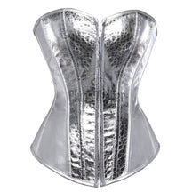 Sapubonva Corset Bustier Top Women Vintage Style Gold Silver Overbust Leather Nightclub Sexy Korsett