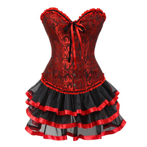 Espartilho Lingerie Com Saia Red Velvet C/ Vermelho / P 2 Anos De Garantia