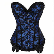 Espartilho Lingerie Floral Azul / P 2 Anos De Garantia