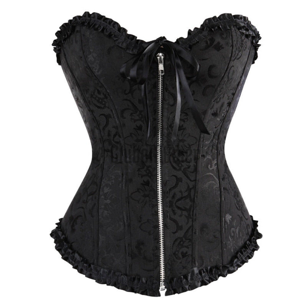 Espartilho Lingerie Preto C/ Ziper / P 2 Anos De Garantia