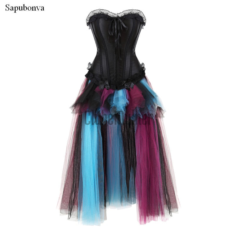 Sapubonva Skirt Corsets And Bustiers Top Lace Evening Women Plus Size Push Up Gothic Corset Dress