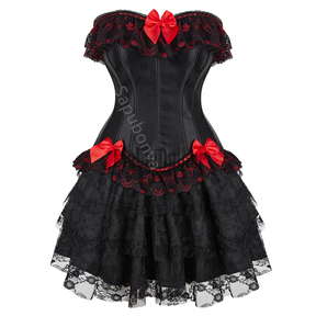 Corset Dress Gothic Lolita Cictorian Plus Size Lace Flower Bustier With Skirt Tutu Fashion Halloween