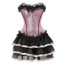 Sapubonva Lace Sexy Corsets For Women Plus Size Costume Overbust Burlesque Corset And Skirt Set Tutu