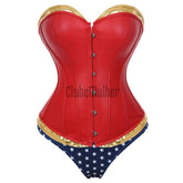 Faux Leather Corsets And Bustiers Waist Slimming Overbust Corset Lace Up Steampunk Corselet