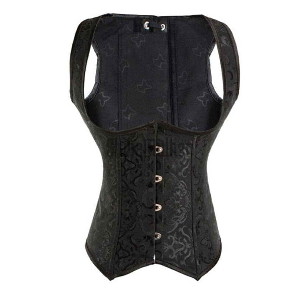 Espartilho Colete Underbust Preto Floral / P 2 Anos De Garantia