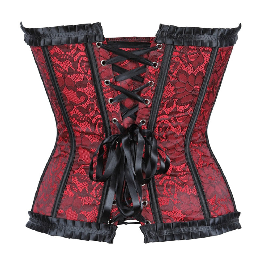 Sexy Overbust Corsets And Bustiers Zipper Front Vintage Floral Victorian Costume Corset Lingerie Top