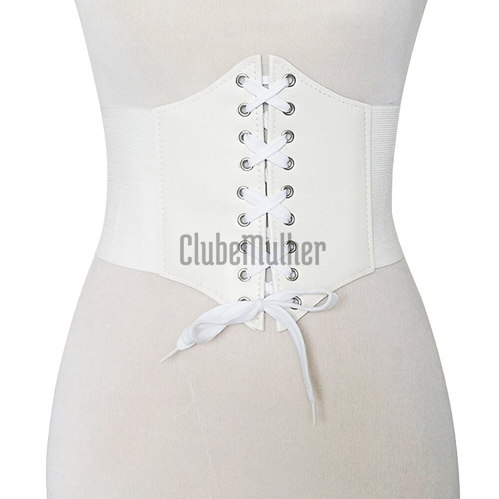 Espartilho Steampunk - Cinta Corset Elástico Branco / G (70-95 Cm) Cintura 2 Anos De Garantia