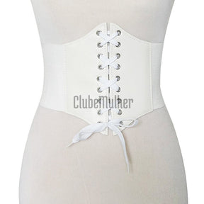 Espartilho Steampunk - Cinta Corset Elástico Branco / M (60-80 Cm) Cintura 2 Anos De Garantia