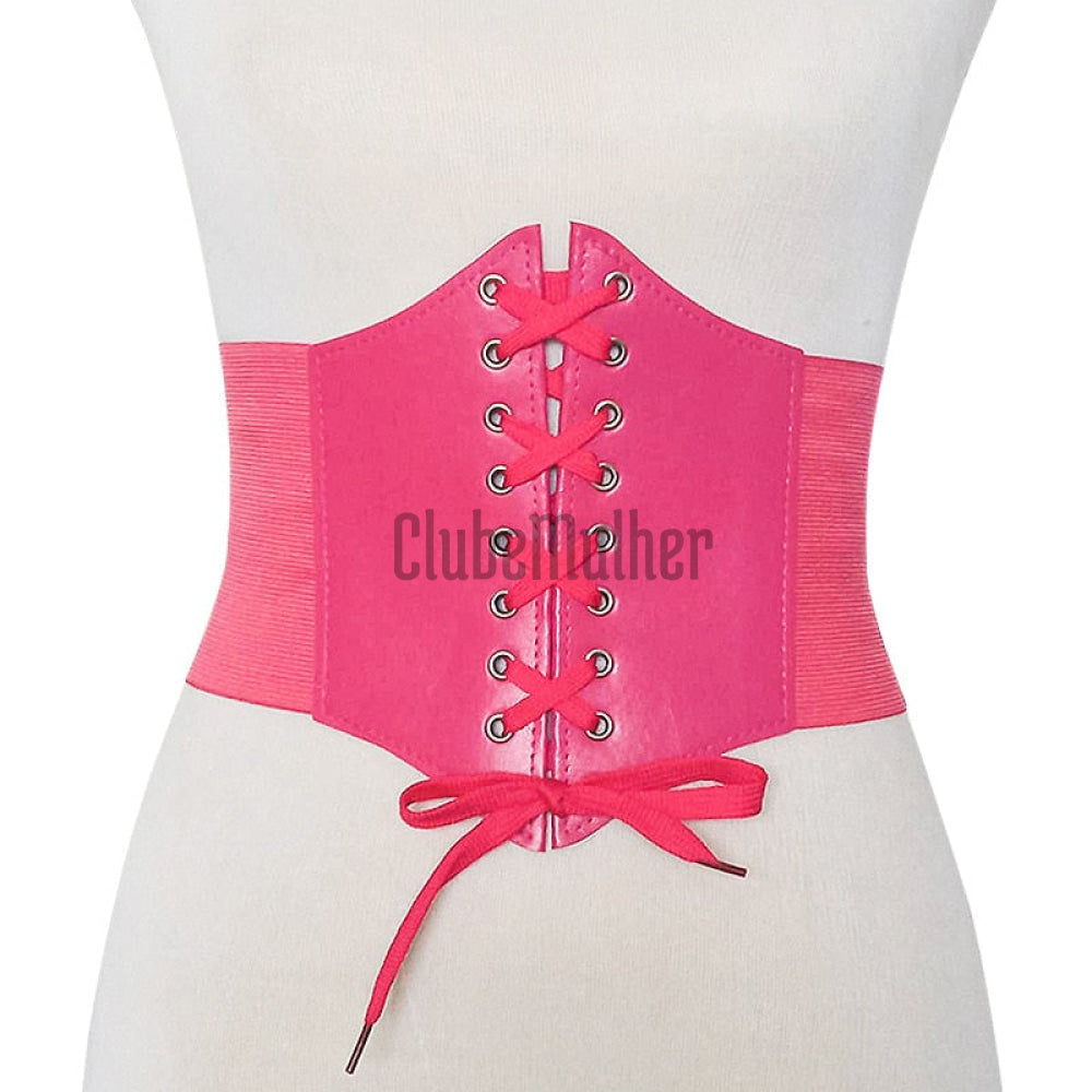 Espartilho Steampunk - Cinta Corset Elástico Rosa / M (60-80 Cm) Cintura 2 Anos De Garantia