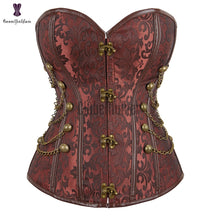 Women Steampunk Sexy Floral Overbust Corset Pirate Clothes Spiral Steel Boned Waist Trainer Body