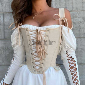 Fashion Court Stylish Women Corset Summer Sleeveless Lace Up Hollow Out Slim Irregular Bustier Crop