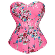 Fashion Corset Women&#39;s Vintage Floral Denim Bustie Overbust Burlesque Sexy Lingerie Top Waist