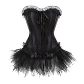 Sapubonva Corset Dresses Halloween Costumes Corsets Bustier Dress With Skirt Set Mini Tutu Mesh