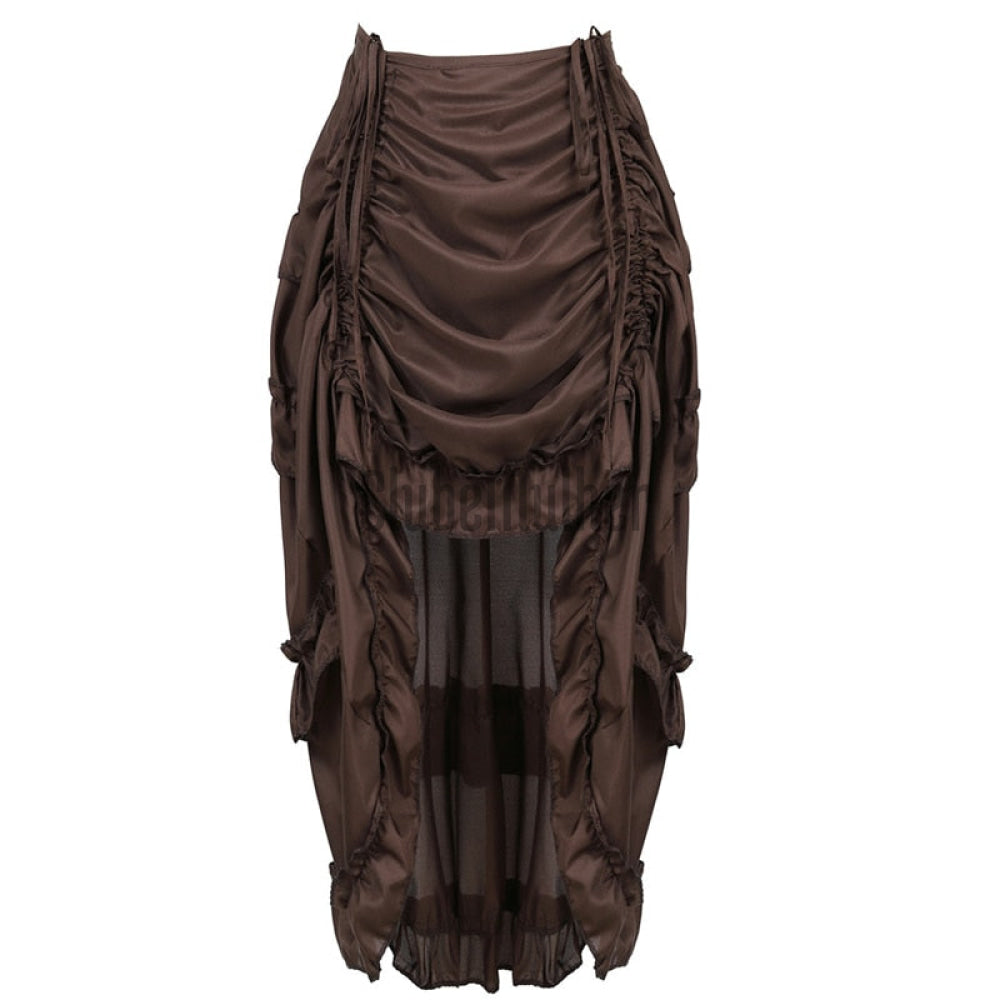 Steampunk Gothic Corset With Skirts Irregular Shirring Pleated Party Maxi Long Skirt High Low