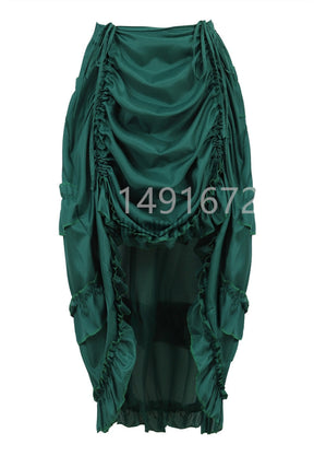 Steampunk Gothic Corset With Skirts Irregular Shirring Pleated Party Maxi Long Skirt High Low